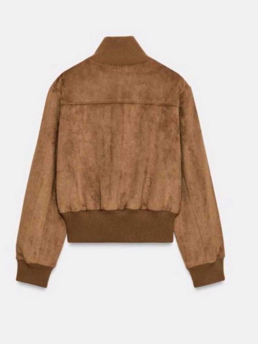 Zara Tan Suede Bomber Jacket - Picture 2 of 3